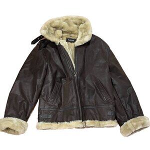 Vintage XOXO Women’s Aviator Bomber 80s 90s Leather Jacket Coat - Size Medium